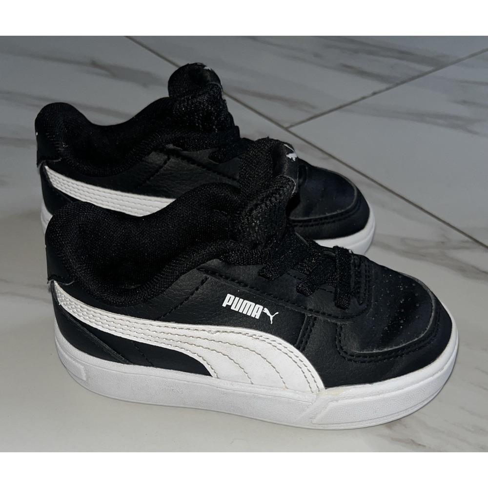 PUMA Caven 2.0 Toddler Boys Black & White Sneakers Size 8C Slip On Shoes Stretch